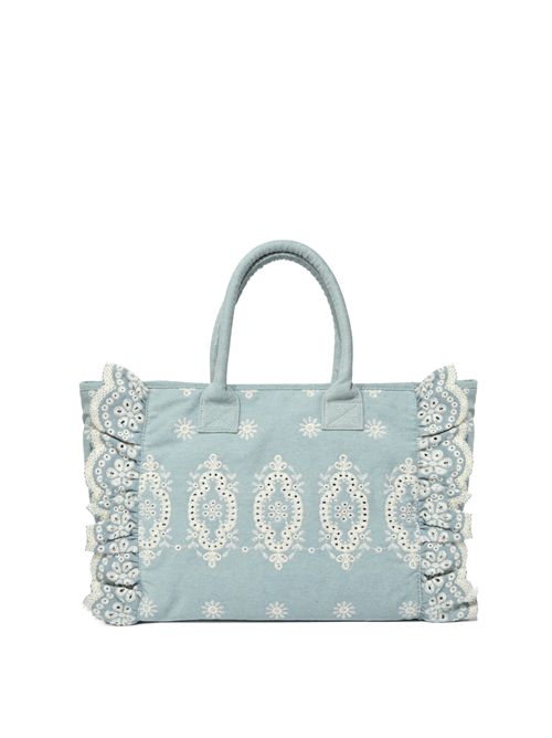 Borsa Vanity Volant in cotone Sangallo Denim chiaro Mc2 Saint Barth | VANI002902535L